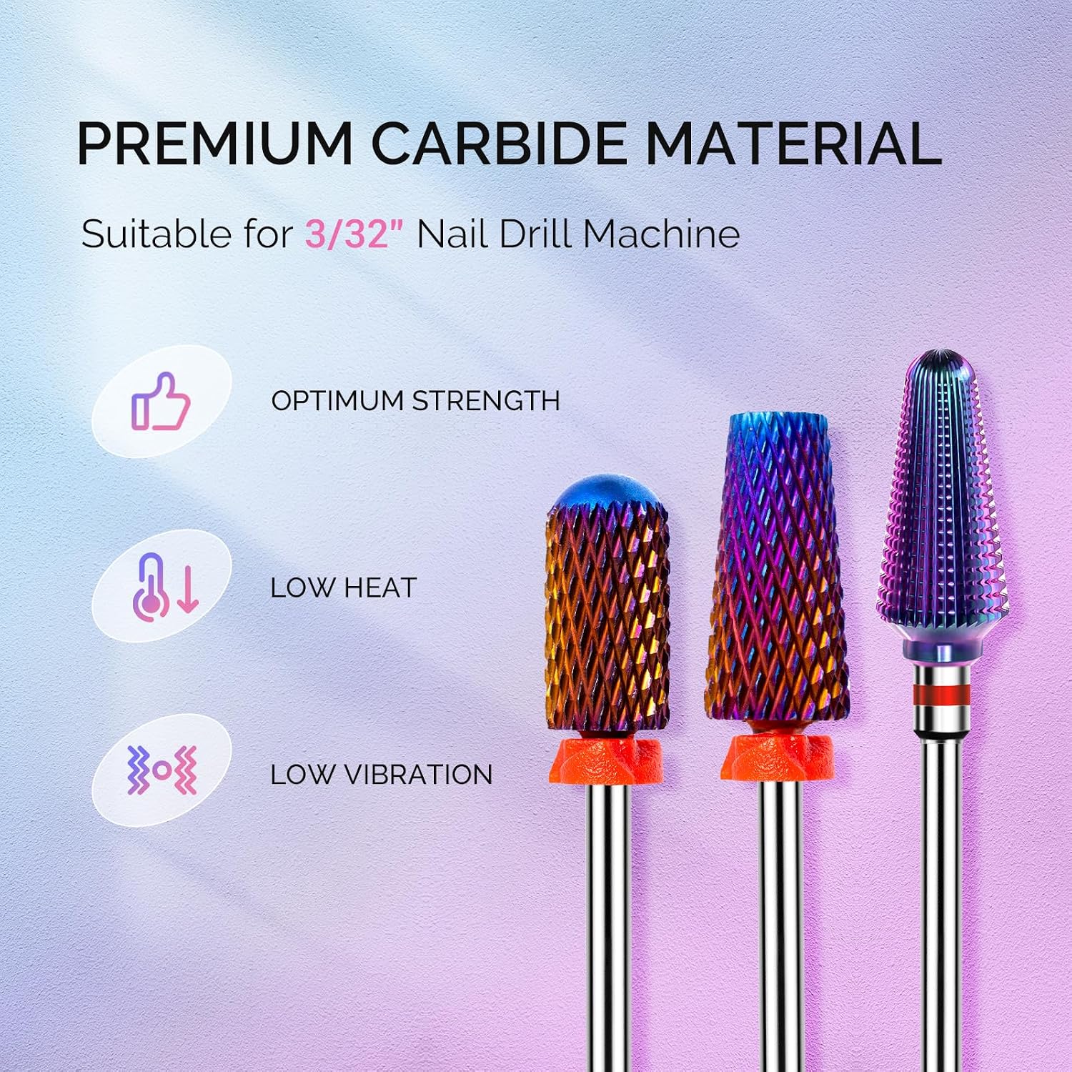 Purple 3/32 carbide tungsten nail drill bits set - 2