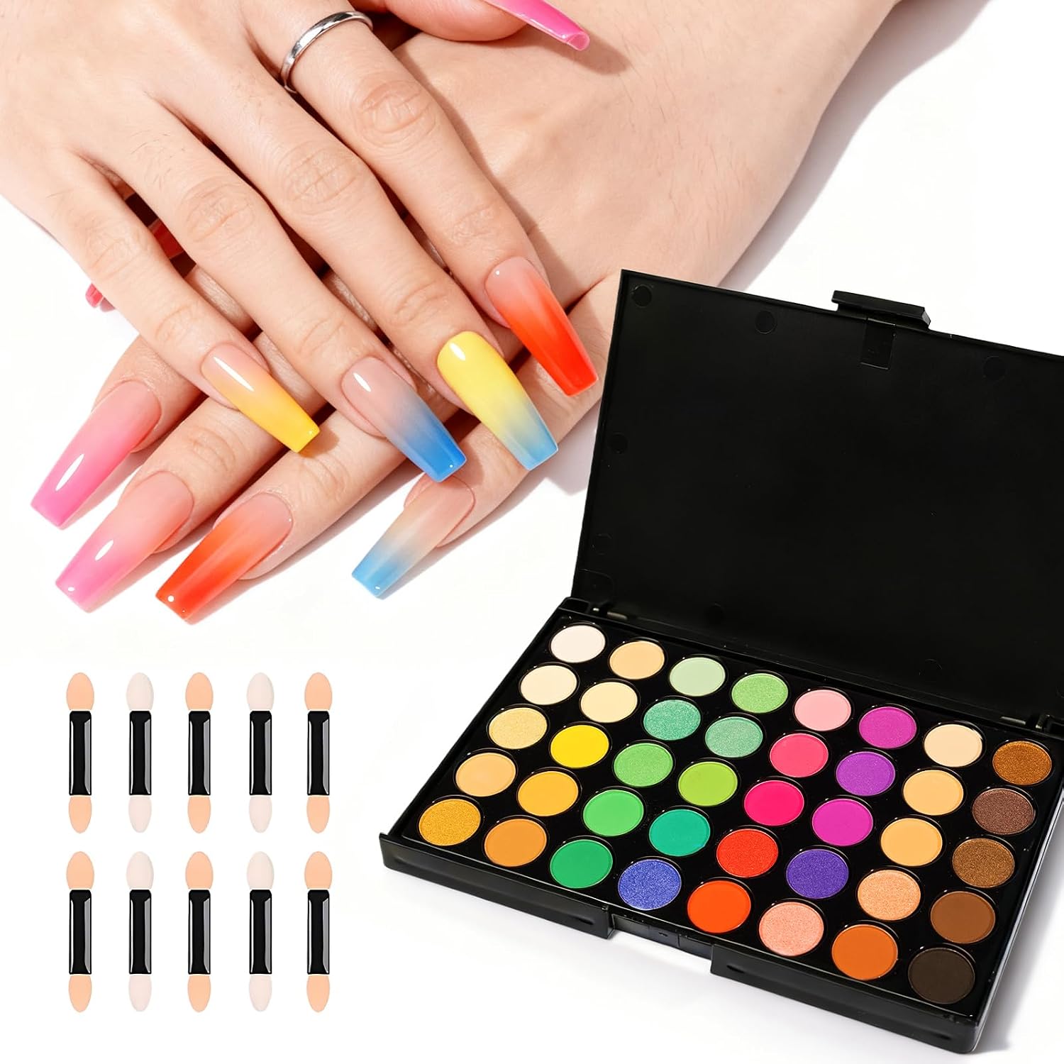 40-color nail powder kit — Vibrant Ombre Pigments