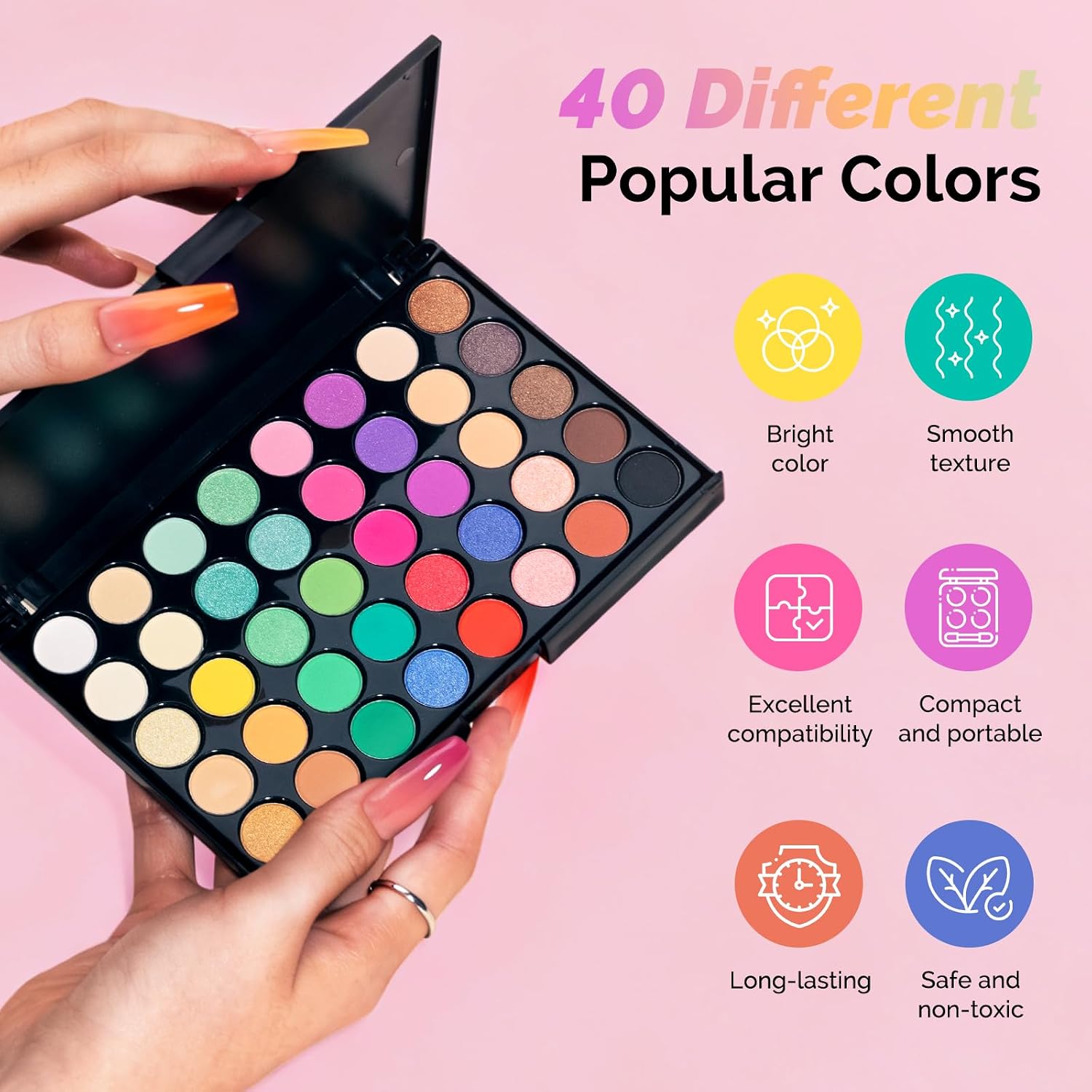 Open set of 40 small jars of colorful nail powder pigments arranged in rows for ombre nail art - 3