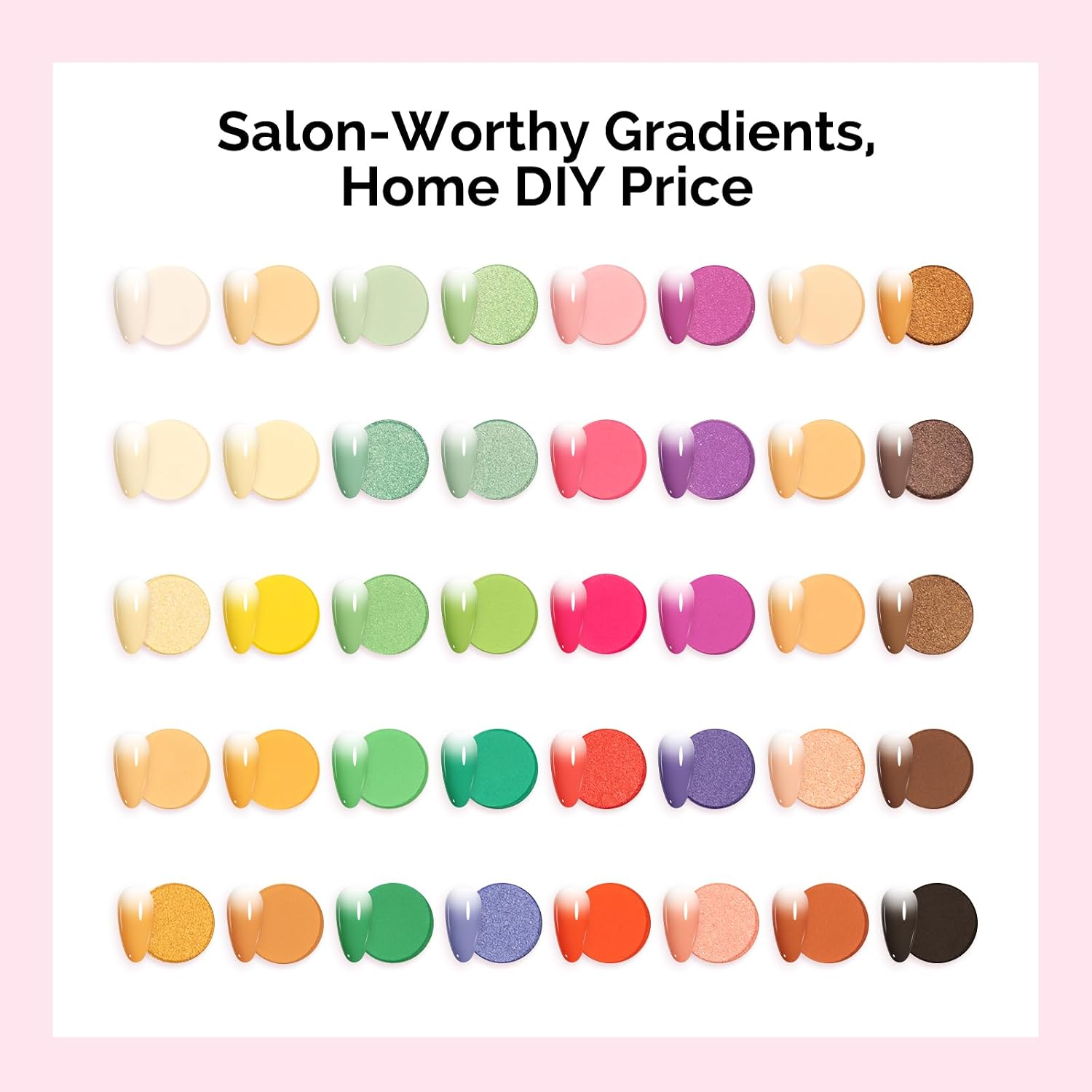 Open set of 40 small jars of colorful nail powder pigments arranged in rows for ombre nail art - 4