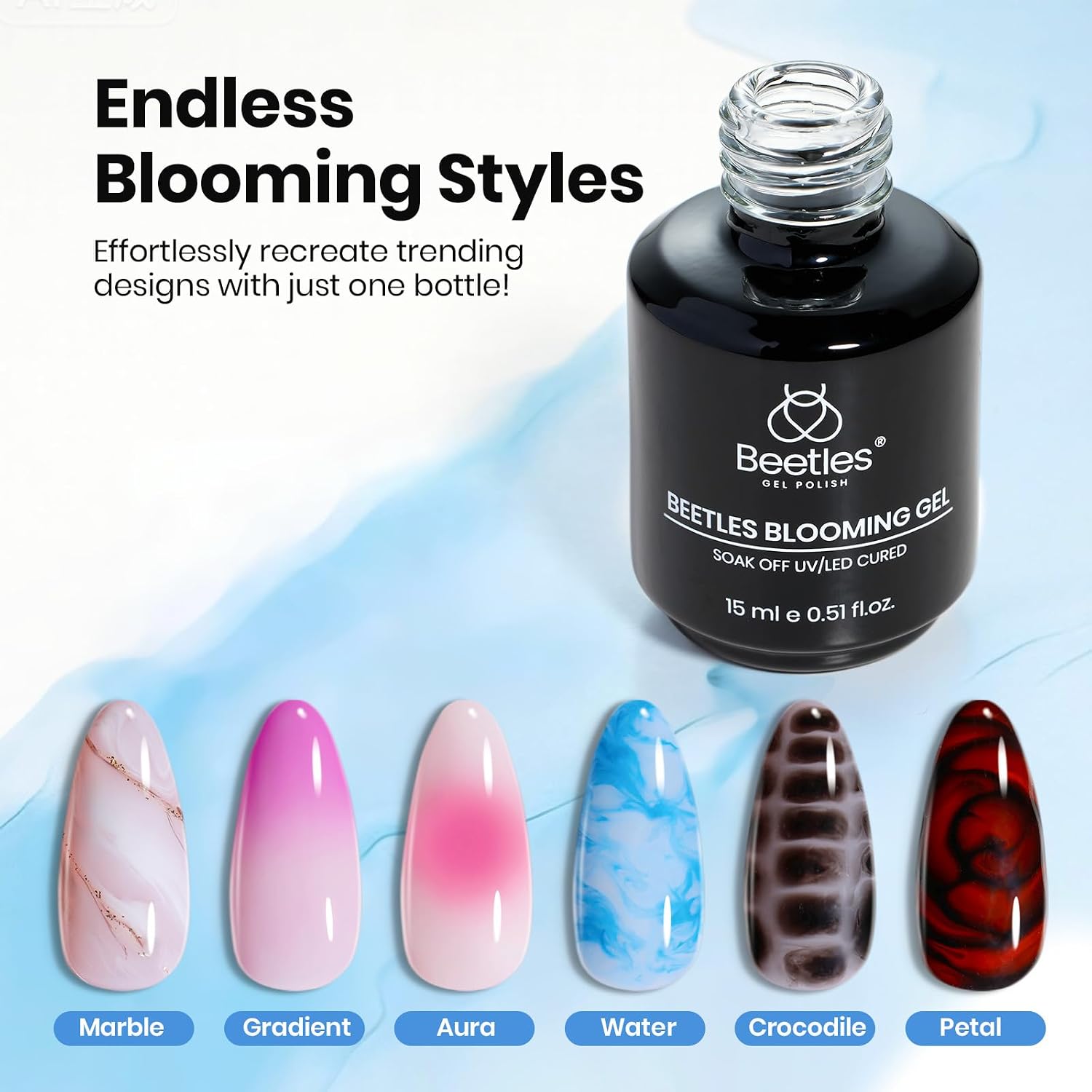Clear 15ml Beetles blooming gel bottle for tortoise nail art - 4