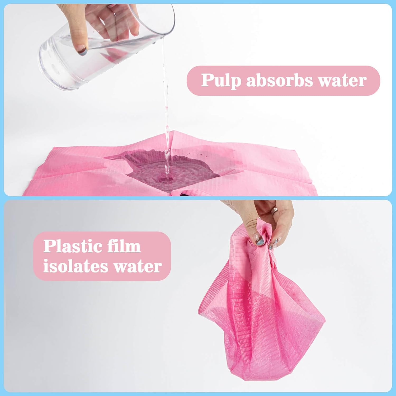 Pink disposable dental bibs pack, paper top and plastic film backing, 45x32 cm - 4